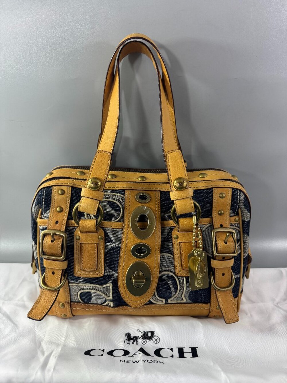 Coach Limited Edition 65th Anniversary Lily Legacy Denim Signature Satchel Bag